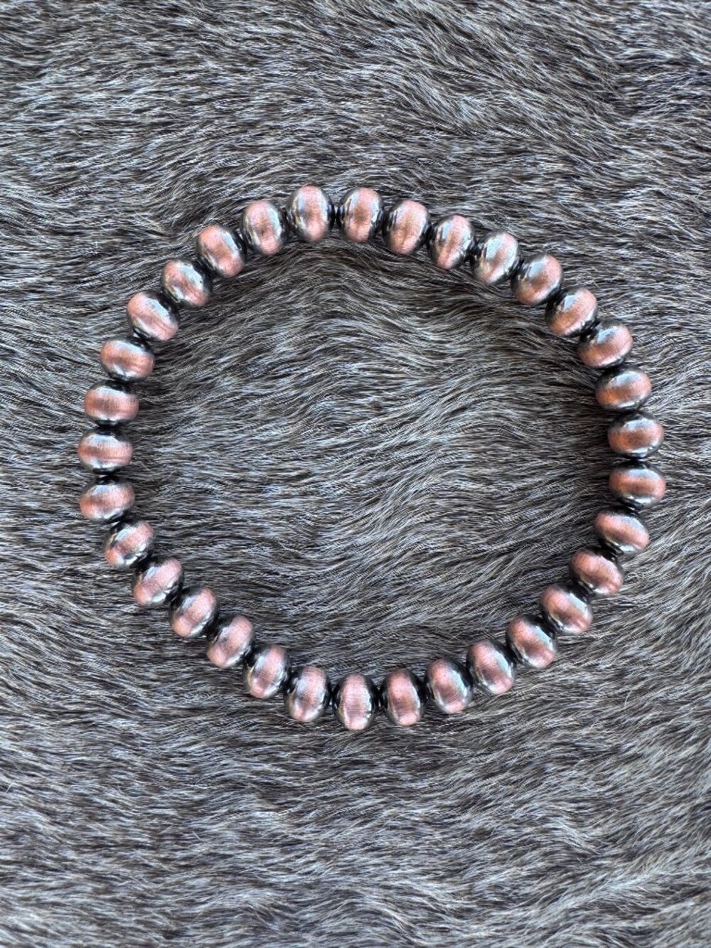 Handcrafted Copper 6mm Beaded Stretch Bracelet